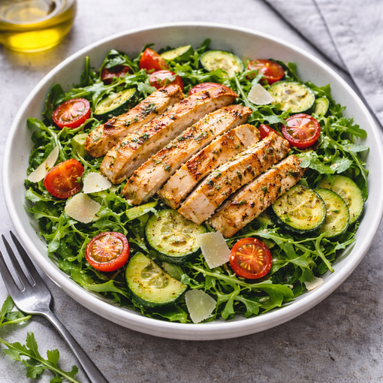 Zucchini-Hähnchen-Salat mit Zitronen-Dressing