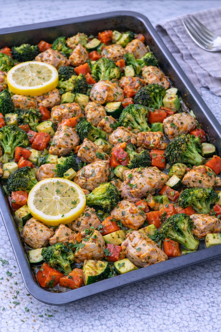 Zitronen-Hähnchen-Blechgericht