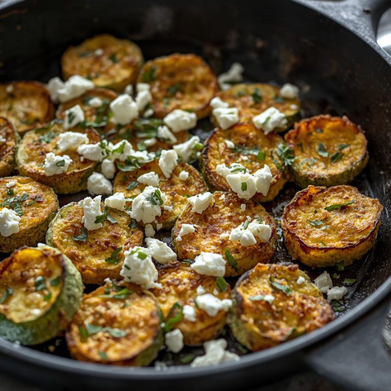 Gebratene Zucchini mit Feta & Kräutern (vegetarisch, ohne Fleisch)